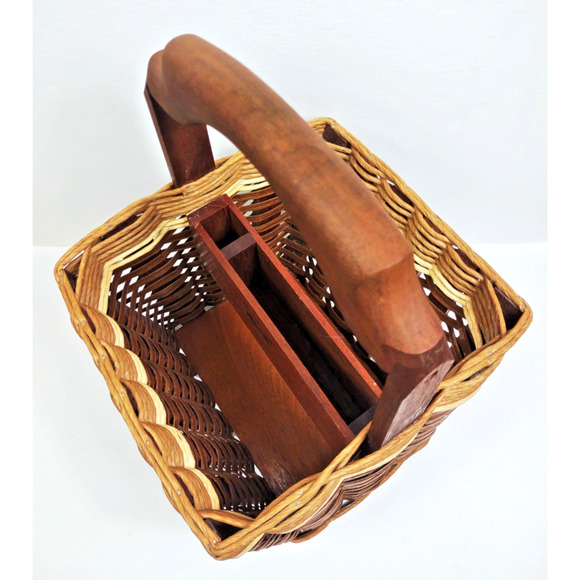 FOXCREEK Basket Company Dated & Signed Magazine Book Basket 2001 w Divider USA - Picture 5 of 11